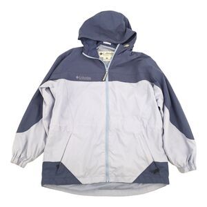 Columbia Full Zip Hooded Wind Breaker Jacket Medium Womens Light Blue Outdoor M